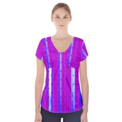 Warped Stripy Dots Short Sleeve Front Detail Top by essentialimage365