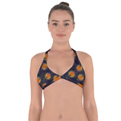 Space Pumpkins Halter Neck Bikini Top by SychEva