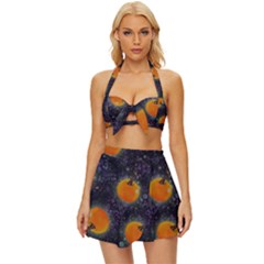 Space Pumpkins Vintage Style Bikini Top And Skirt Set  by SychEva