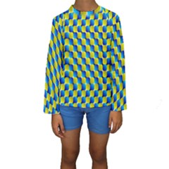 Illusion Waves Pattern Kids  Long Sleeve Swimwear by Sparkle