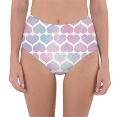 Multicolored Hearts Reversible High-waist Bikini Bottoms by SychEva