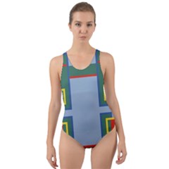 Abstract Pattern Geometric Backgrounds   Cut-out Back One Piece Swimsuit by Eskimos