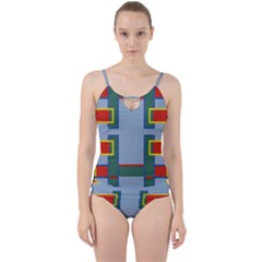 Abstract Pattern Geometric Backgrounds   Cut Out Top Tankini Set by Eskimos