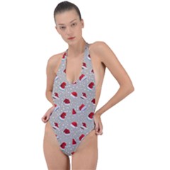 Santa Hat Backless Halter One Piece Swimsuit by SychEva