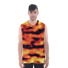 Red  Waves Abstract Series No5 Men s Basketball Tank Top by DimitriosArt