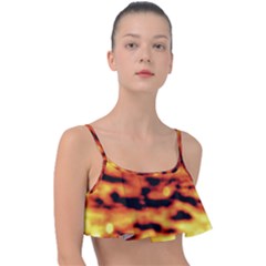 Red  Waves Abstract Series No5 Frill Bikini Top by DimitriosArt