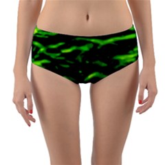 Green  Waves Abstract Series No3 Reversible Mid-waist Bikini Bottoms by DimitriosArt