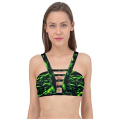 Green  Waves Abstract Series No3 Cage Up Bikini Top by DimitriosArt