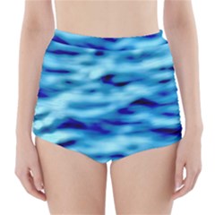 Blue Waves Abstract Series No4 High-waisted Bikini Bottoms by DimitriosArt