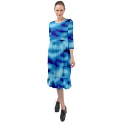Blue Waves Abstract Series No4 Ruffle End Midi Chiffon Dress by DimitriosArt