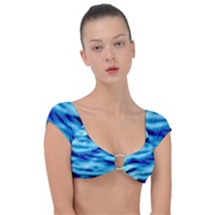 Blue Waves Abstract Series No4 Cap Sleeve Ring Bikini Top by DimitriosArt