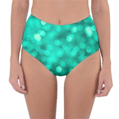 Light Reflections Abstract No9 Turquoise Reversible High-waist Bikini Bottoms by DimitriosArt