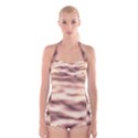 Pink  Waves Abstract Series No6 Boyleg Halter Swimsuit  View1