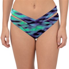 Green  Waves Abstract Series No6 Double Strap Halter Bikini Bottom by DimitriosArt