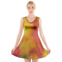 Flower Abstract V-neck Sleeveless Dress by DimitriosArt