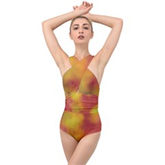 Flower Abstract Cross Front Low Back Swimsuit by DimitriosArt