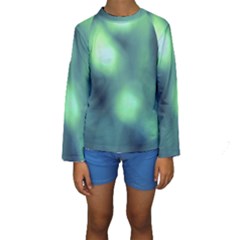 Green Vibrant Abstract Kids  Long Sleeve Swimwear by DimitriosArt