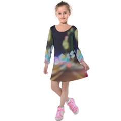 City Lights Series No4 Kids  Long Sleeve Velvet Dress by DimitriosArt