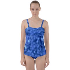 Light Reflections Abstract No5 Blue Twist Front Tankini Set by DimitriosArt