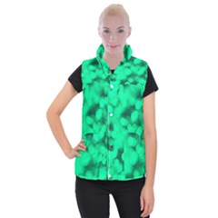 Light Reflections Abstract No10 Green Women s Button Up Vest by DimitriosArt