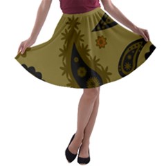 Floral Pattern Paisley Style Paisley Print  Doodle Background A-line Skater Skirt by Eskimos
