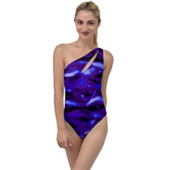 Purple  Waves Abstract Series No2 To One Side Swimsuit by DimitriosArt