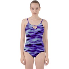 Purple  Waves Abstract Series No3 Cut Out Top Tankini Set by DimitriosArt