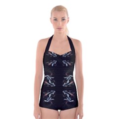 Digital Illusion Boyleg Halter Swimsuit  by Sparkle