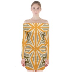 Abstract Pattern Geometric Backgrounds   Long Sleeve Off Shoulder Dress by Eskimos