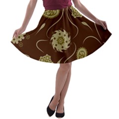 Floral Pattern Paisley Style  A-line Skater Skirt by Eskimos