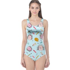 Hedgehogs Artists One Piece Swimsuit by SychEva