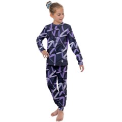 3d Lovely Geo Lines Vi Kids  Long Sleeve Set  by Uniqued
