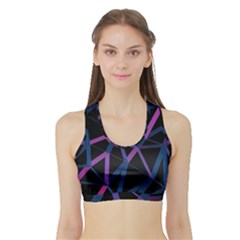 3d Lovely Geo Lines  V Sports Bra With Border by Uniqued