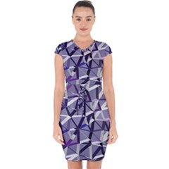 3d Lovely Geo Lines Ix Capsleeve Drawstring Dress  by Uniqued
