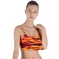 Red  Waves Abstract Series No14 Layered Top Bikini Top  by DimitriosArt