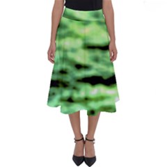Green  Waves Abstract Series No13 Perfect Length Midi Skirt by DimitriosArt