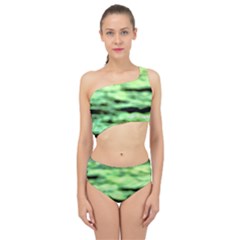 Green  Waves Abstract Series No13 Spliced Up Two Piece Swimsuit by DimitriosArt