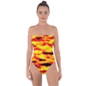 Red  Waves Abstract Series No16 Tie Back One Piece Swimsuit View1