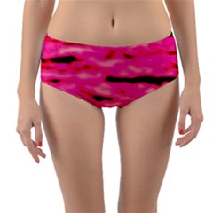 Rose  Waves Abstract Series No1 Reversible Mid-waist Bikini Bottoms by DimitriosArt