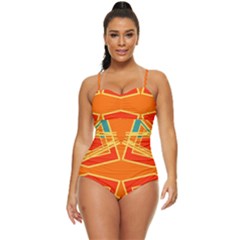 Abstract Pattern Geometric Backgrounds   Retro Full Coverage Swimsuit by Eskimos