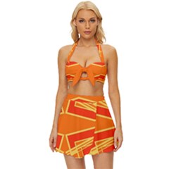 Abstract Pattern Geometric Backgrounds   Vintage Style Bikini Top And Skirt Set  by Eskimos