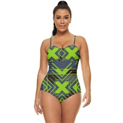 Abstract Geometric Design    Retro Full Coverage Swimsuit by Eskimos