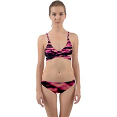 Pink  Waves Abstract Series No2 Wrap Around Bikini Set by DimitriosArt
