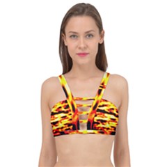 Red  Waves Abstract Series No19 Cage Up Bikini Top by DimitriosArt
