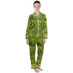 Green Waves Flow Series 1 Satin Long Sleeve Pajamas Set by DimitriosArt