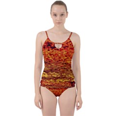 Red Waves Flow Series 2 Cut Out Top Tankini Set by DimitriosArt