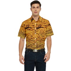 Gold Waves Flow Series 1 Men s Short Sleeve Pocket Shirt  by DimitriosArt