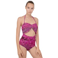 Pink  Waves Flow Series 1 Scallop Top Cut Out Swimsuit by DimitriosArt