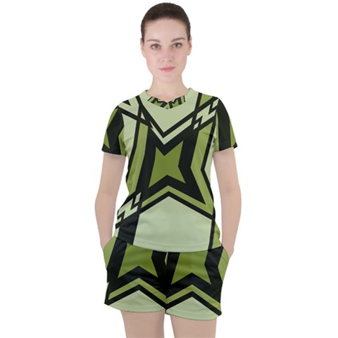 Abstract Pattern Geometric Backgrounds   Women s Tee And Shorts Set by Eskimos