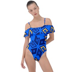Abstract Pattern Geometric Backgrounds   Frill Detail One Piece Swimsuit by Eskimos